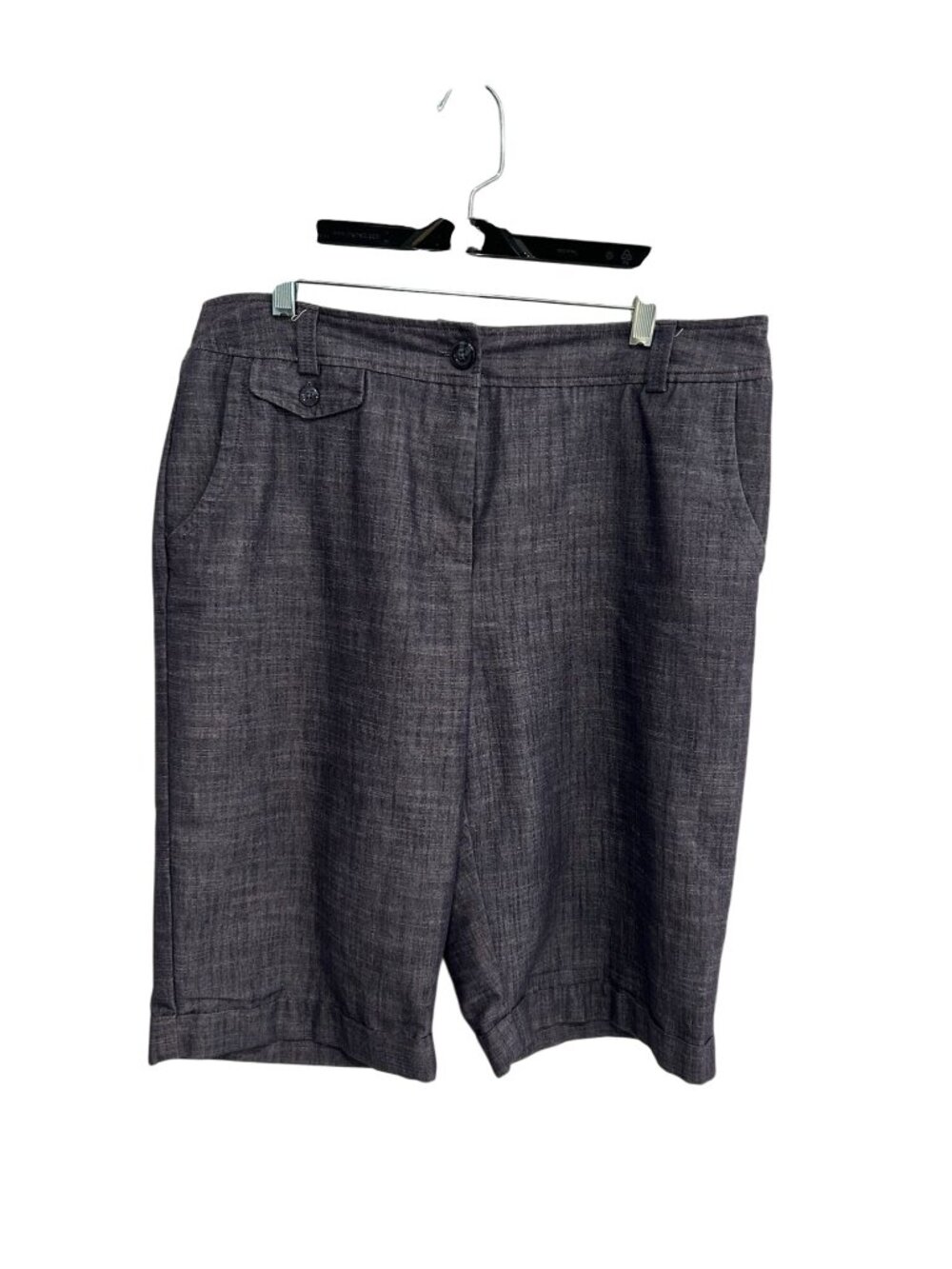 Counterparts Large Gray Flat Front Bermuda Shorts Cotton Blend Minimalist